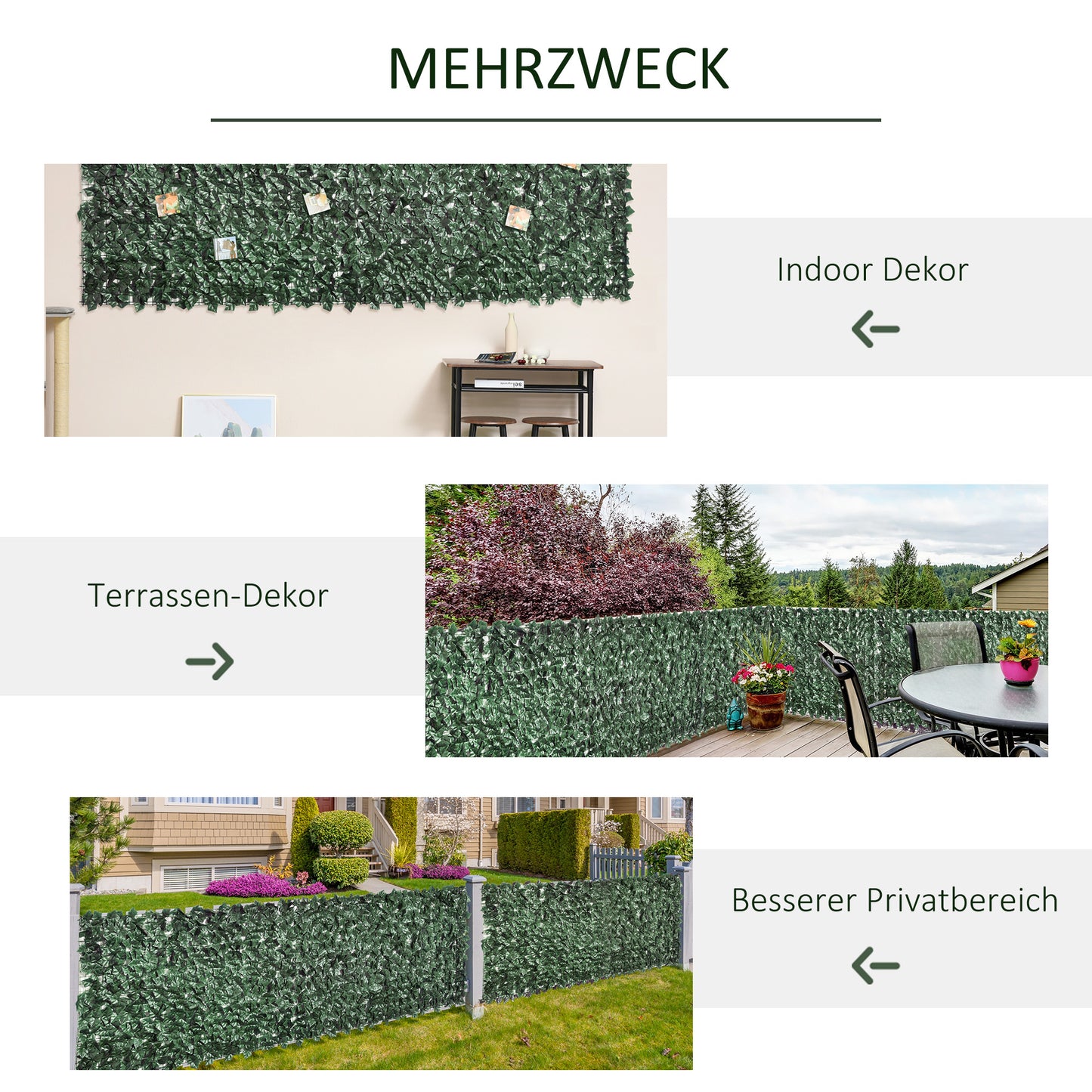 Artificial Hedge for Garden Terrace Wall Decoration Dark Green 300x100cm