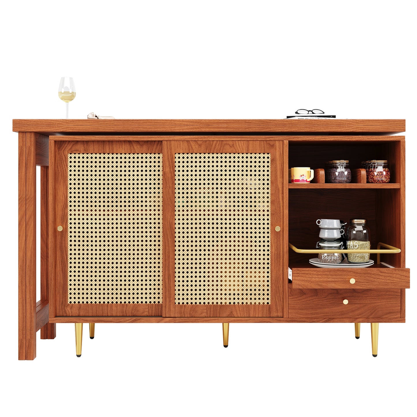 Brown 360° Rotating Expandable Bar Table-A Versatile Home Essential