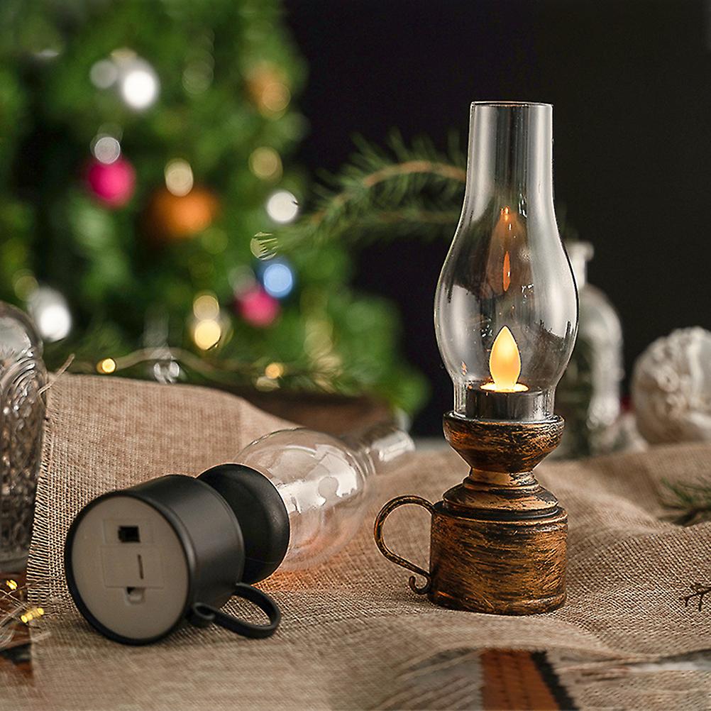 (Y)2pcs Vintage Home Decor Flameless Oil Lamp Battery Operated Oil Lantern Decorative Oil Lantern LED Kerosene Lamp