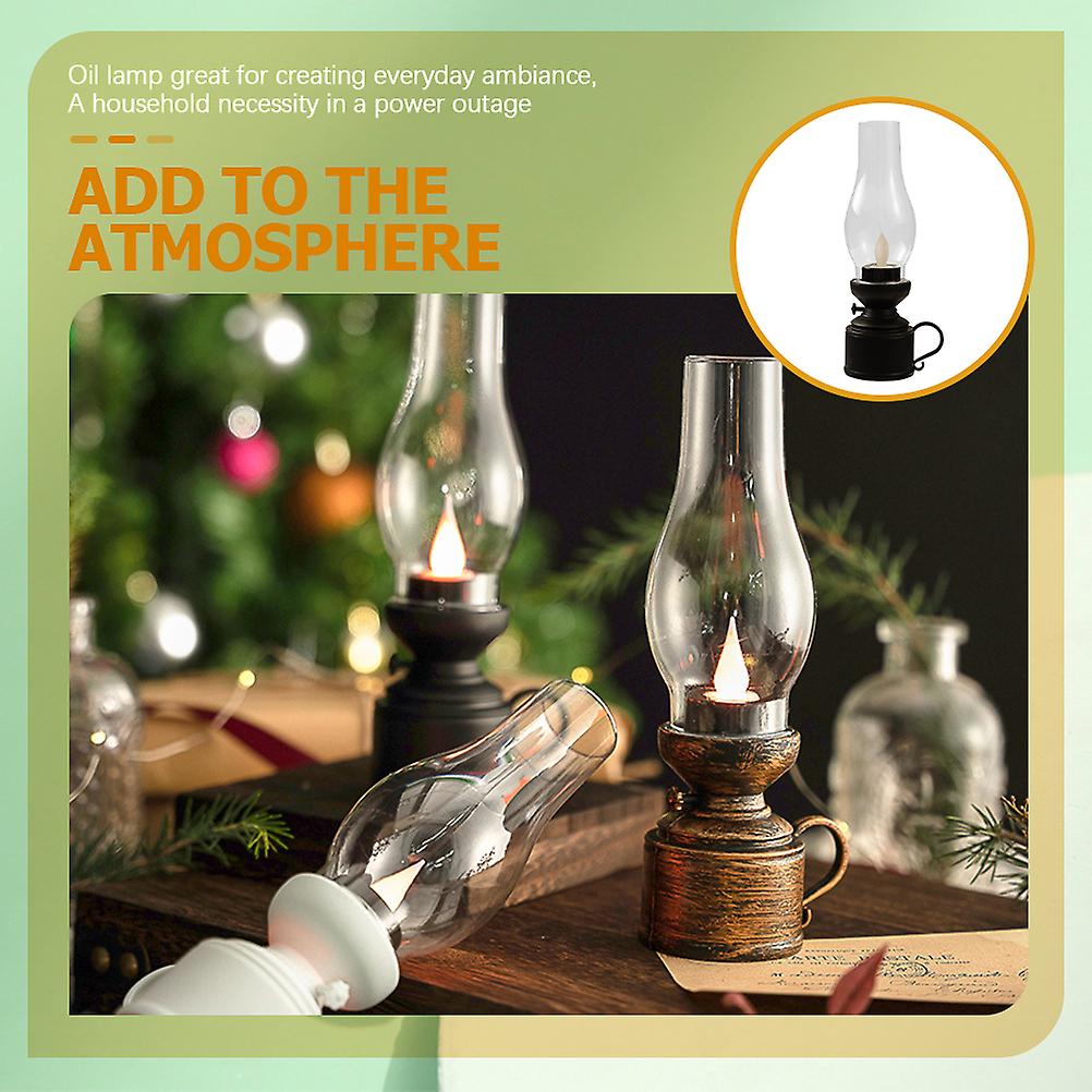 (Y)2pcs Vintage Home Decor Flameless Oil Lamp Battery Operated Oil Lantern Decorative Oil Lantern LED Kerosene Lamp