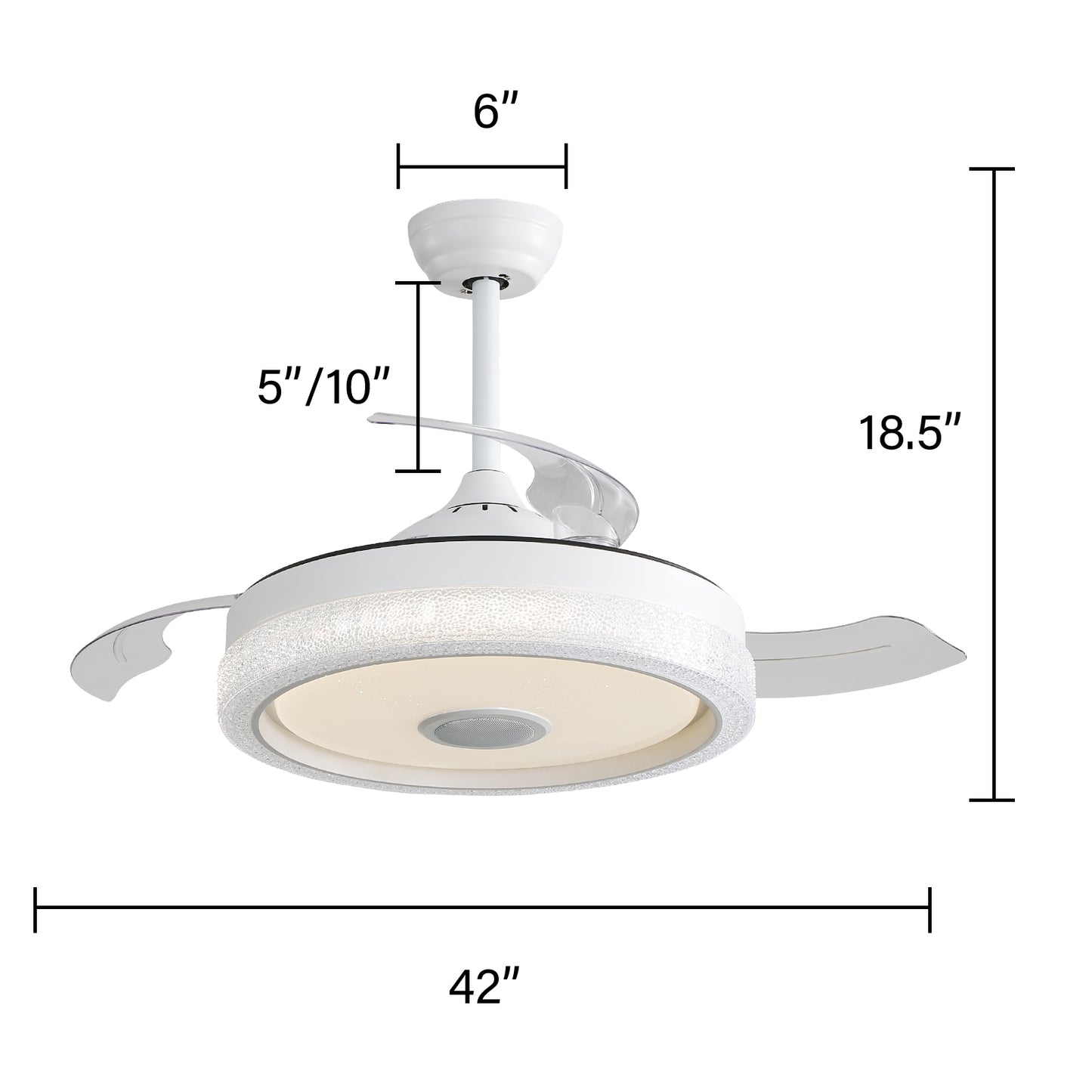 42" Modern Invisible Ceiling Fan with 3 ABS Blades, Reversible DC Motor & 32W LED Light, Remote Control
