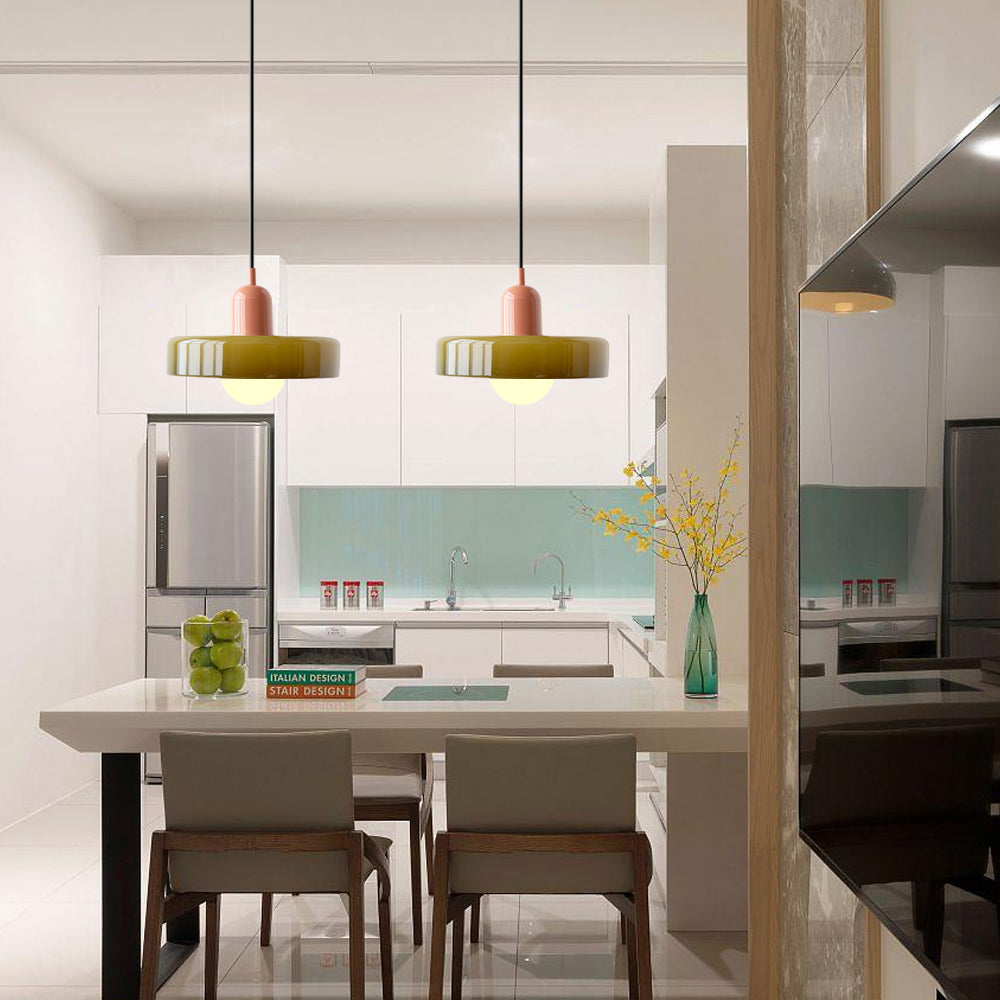 (M)1-Light Glass Pendant Light Fixture Modern Small Lamps for Living Room/Kitchen
