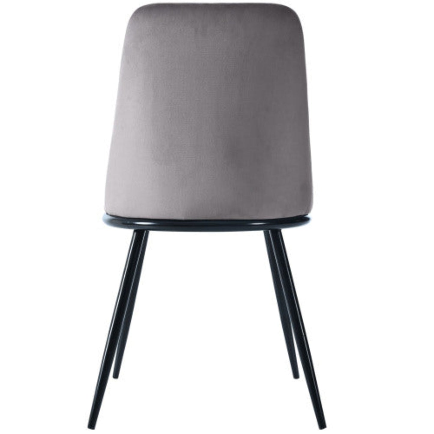 Gray Velvet Dining Chairs,Round Back, Metal Frame, Black Legs, 150kg Capacity-Set of 2