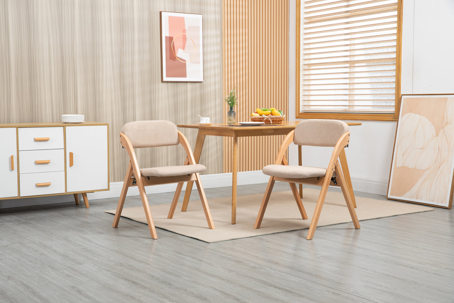 Wooden Stackable Folding Chairs with Padded Seats & Removable Covers - 2 Pack for Kitchen, Office, Wedding, Party, Picnic