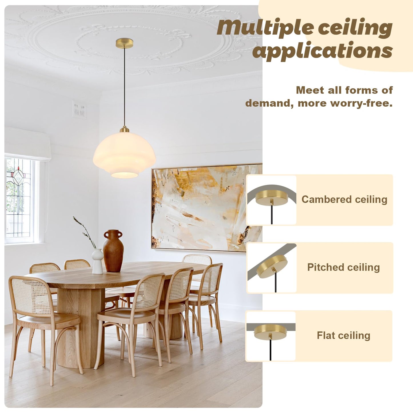 (Y)Kitchen Island Pendant Light Fixture Gold Modern Ceiling Suspension Lighting White Glass Shade Scandinavian Style Adjustable Pendant for Dining Room Bedroom Hallway