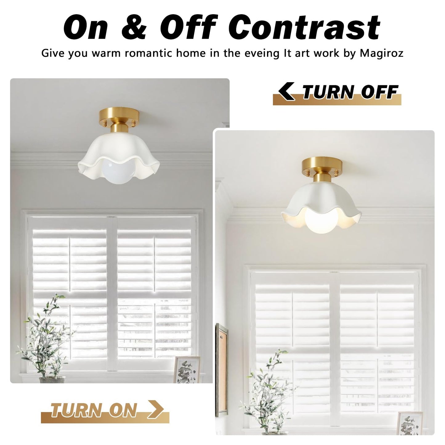 (Y)Modern Farmhouse Brass Semi Recessed Ceiling Lights Milk Glass Light Fixtures Gold Vintage Approach Ceiling Light Fixtures Small Hallway Semi Flush Mount Lights For Kitchen Dining Room