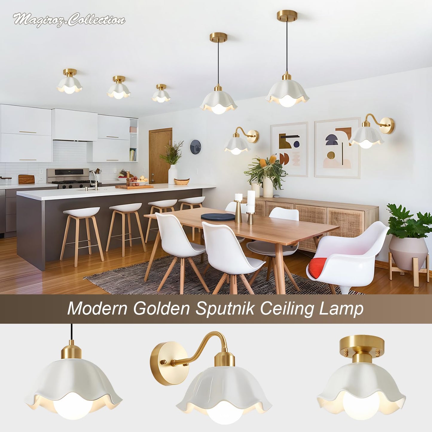 (Y)Modern Farmhouse Brass Semi Recessed Ceiling Lights Milk Glass Light Fixtures Gold Vintage Approach Ceiling Light Fixtures Small Hallway Semi Flush Mount Lights For Kitchen Dining Room