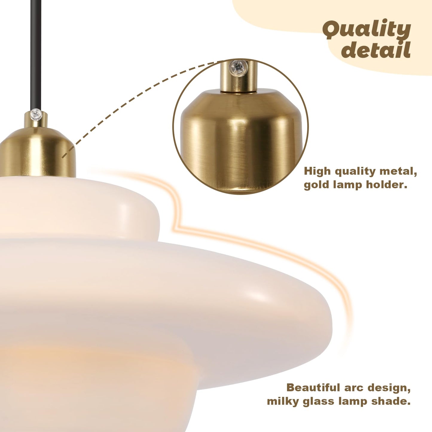 (Y)Mid Century Pendant Lamp Gold Scandinavian Dining Table Pendant Light White Glass Shade Glass Lamps For Kitchen Island Dining Table Bedroom