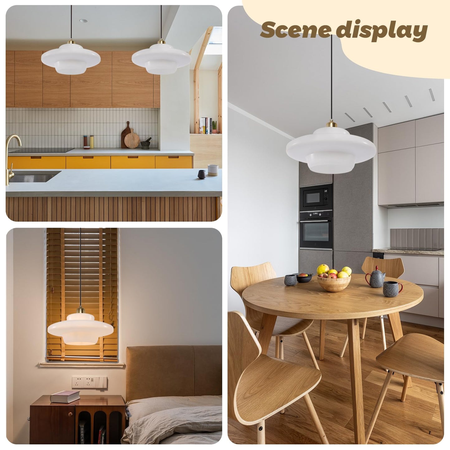 (Y)Mid Century Pendant Lamp Gold Scandinavian Dining Table Pendant Light White Glass Shade Glass Lamps For Kitchen Island Dining Table Bedroom