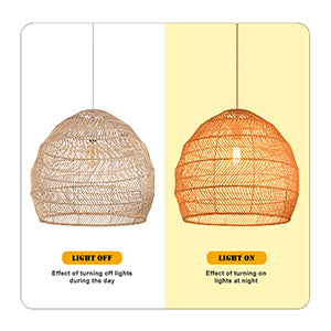 (M)Rattan Pendant Lighting Dome Natural E26 for Living Room