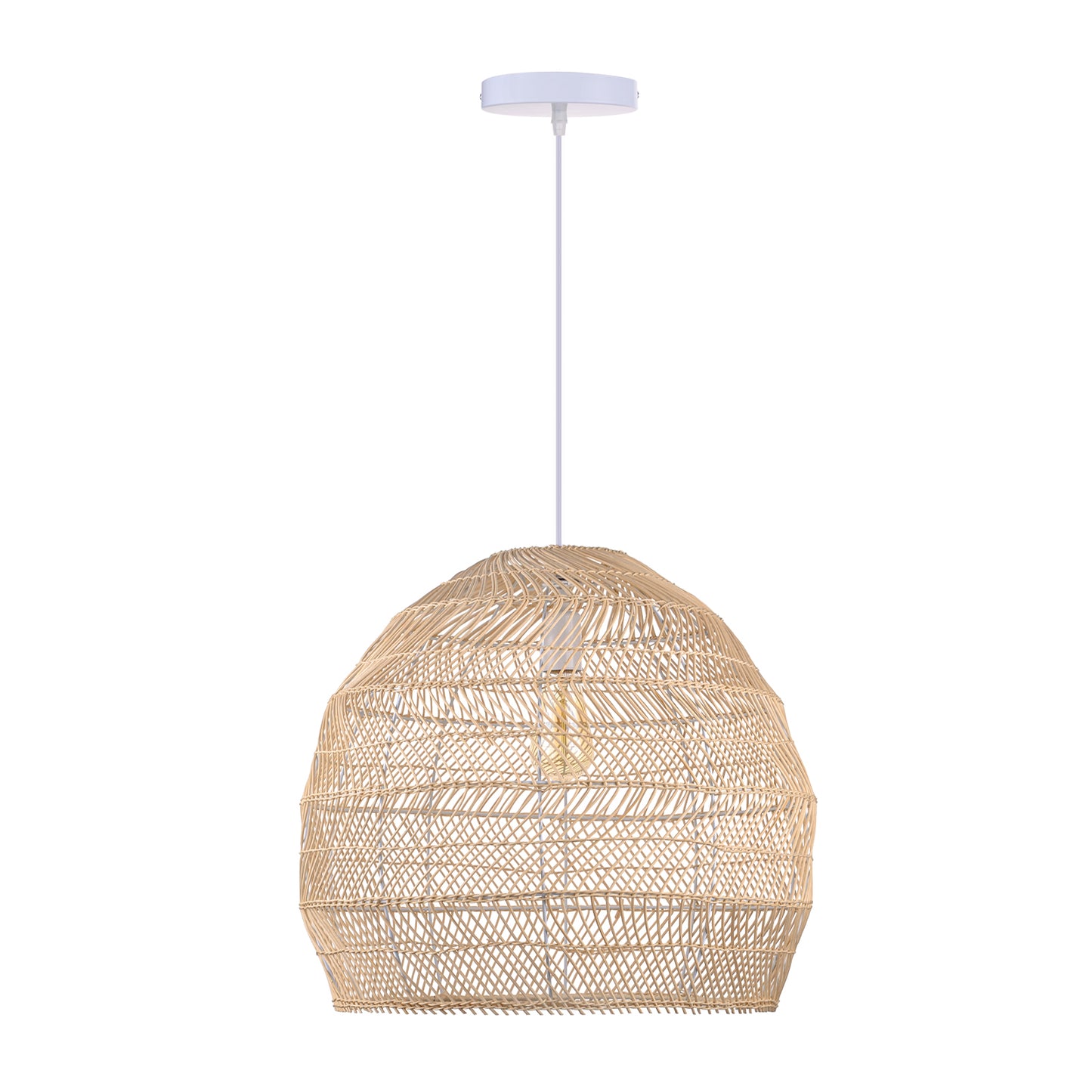 (M)Rattan Pendant Lighting Dome Natural E26 for Living Room