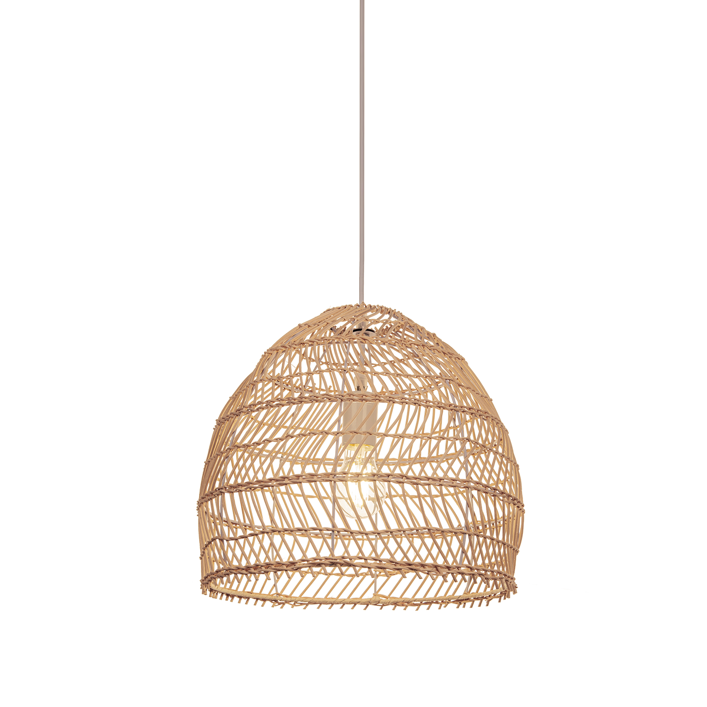 Dome Rattan Pendant Lighting Fixture Natural for Living Room