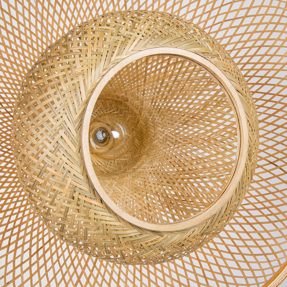 (M)Bamboo Pendant Ligting Dome Hand-Woven E26 Sigle Transitional Minimalist Boho Hanging Light for Dining Room Restaurant Hallway