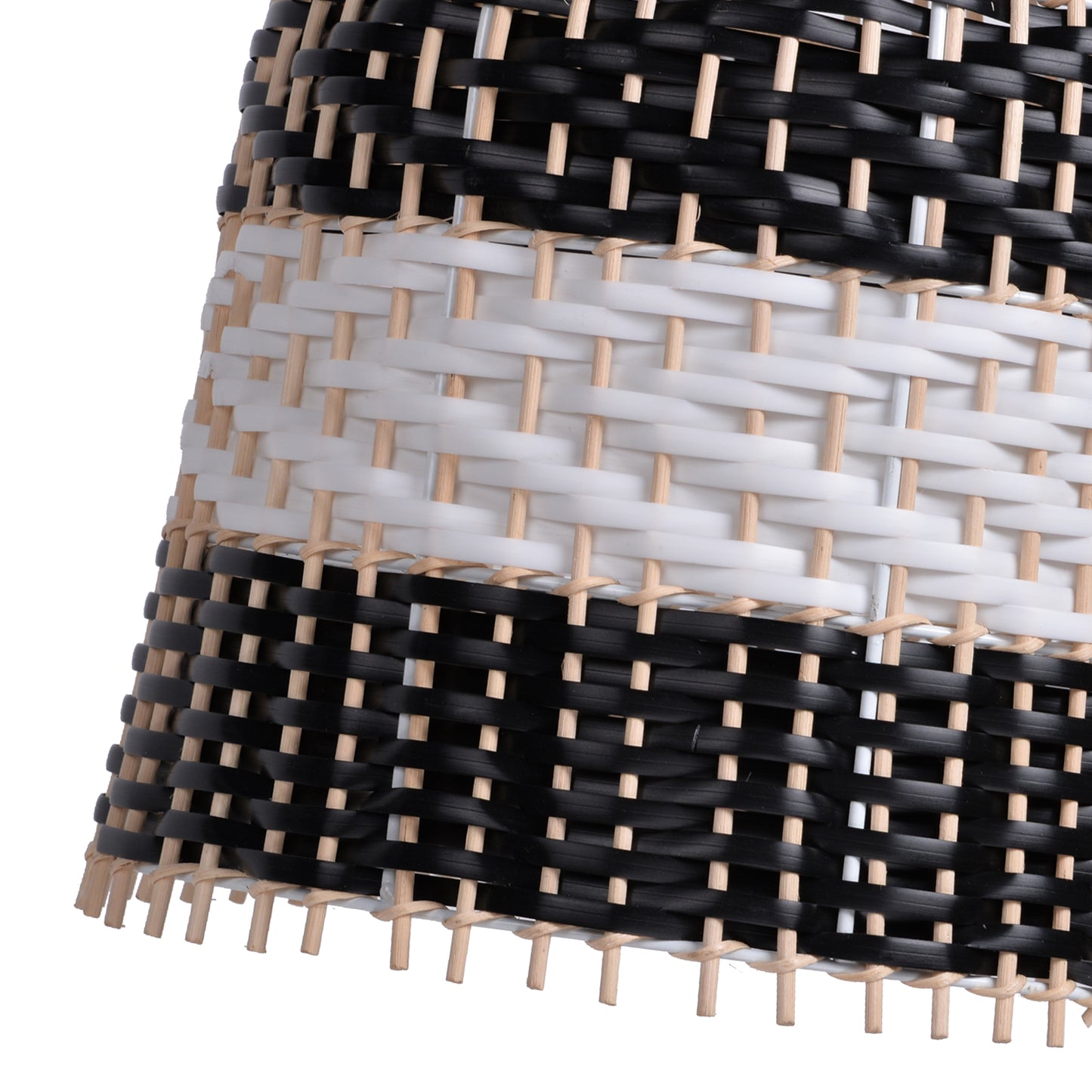 (M)ARTURESTHOME Pendant Light Fixture Black Rattan Drum Shade 1 Light Hanging Chandelier For Living Room