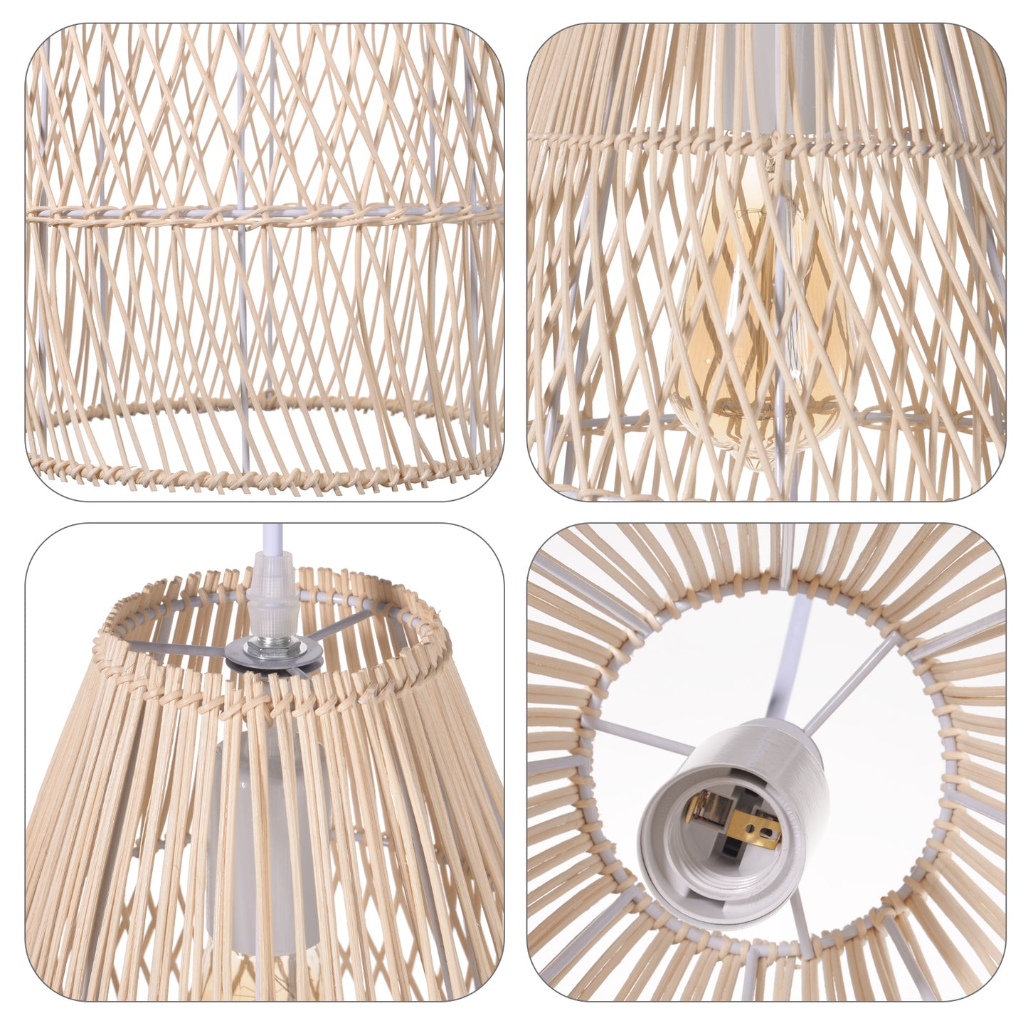 (Y)Bedroom Study Lamp Tea Room Rattan Chinese Rustic Rattan Chandelier