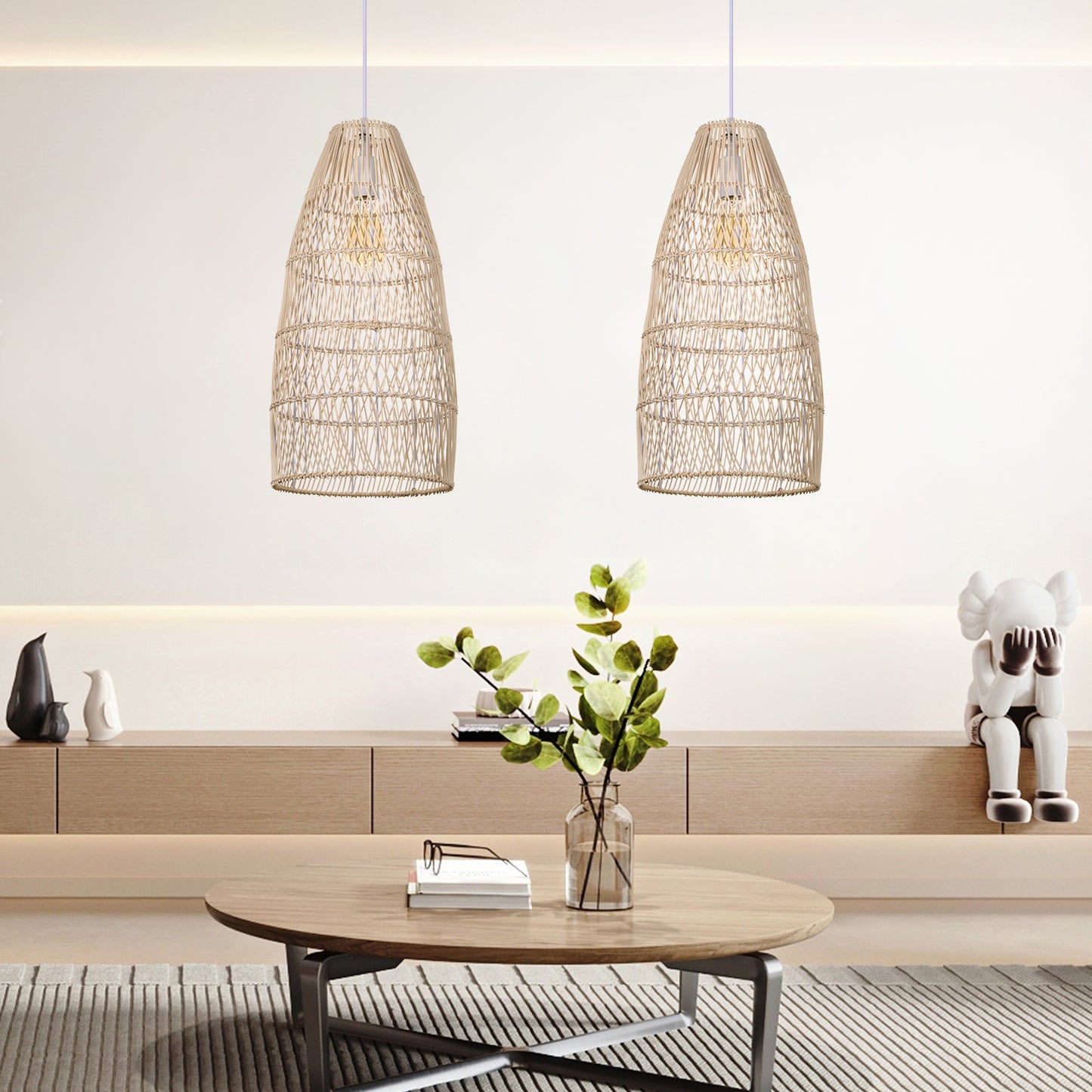 (Y)Bedroom Study Lamp Tea Room Rattan Chinese Rustic Rattan Chandelier