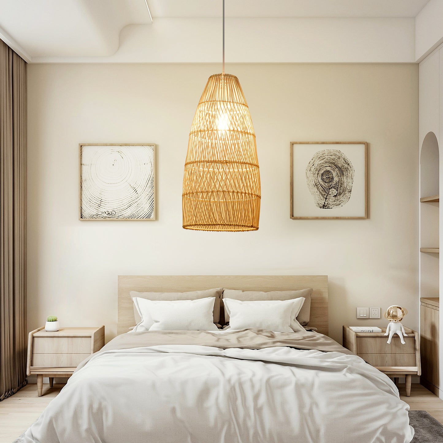 (Y)Bedroom Study Lamp Tea Room Rattan Chinese Rustic Rattan Chandelier