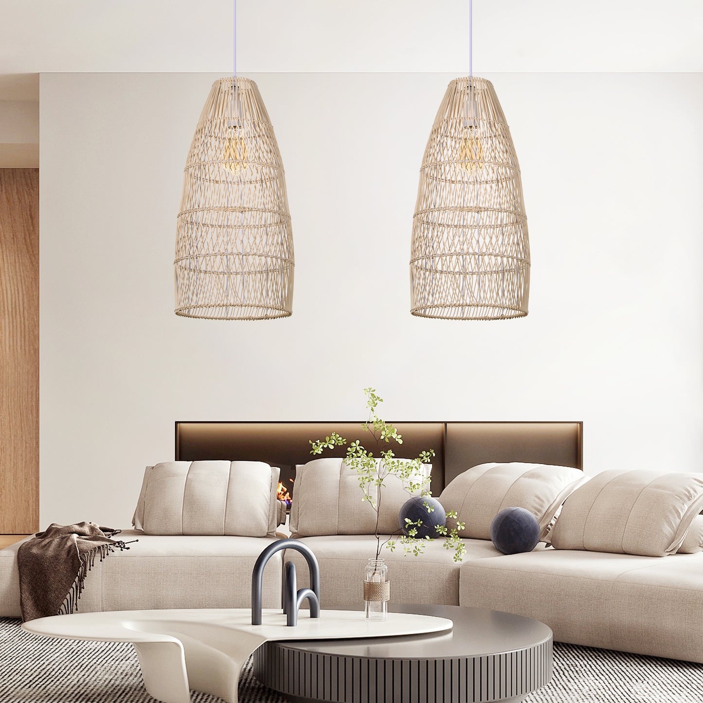 (Y)Bedroom Study Lamp Tea Room Rattan Chinese Rustic Rattan Chandelier
