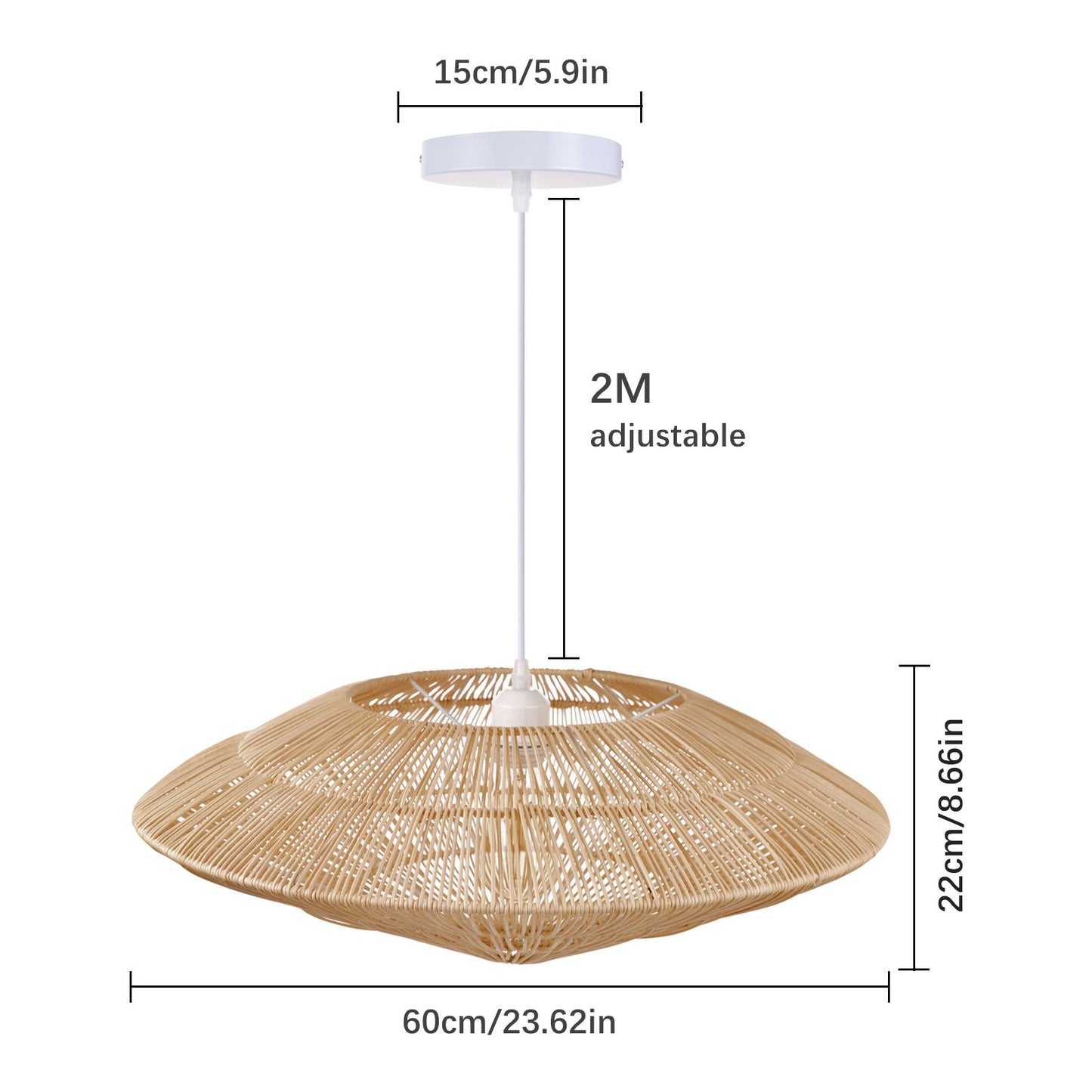 (Q)Handmade Rattan Woven Pendant Light, Modern Minimalist Style Rattan Woven Pendant Light, Suitable for Living Room, Kitchen, Island, Dining Room