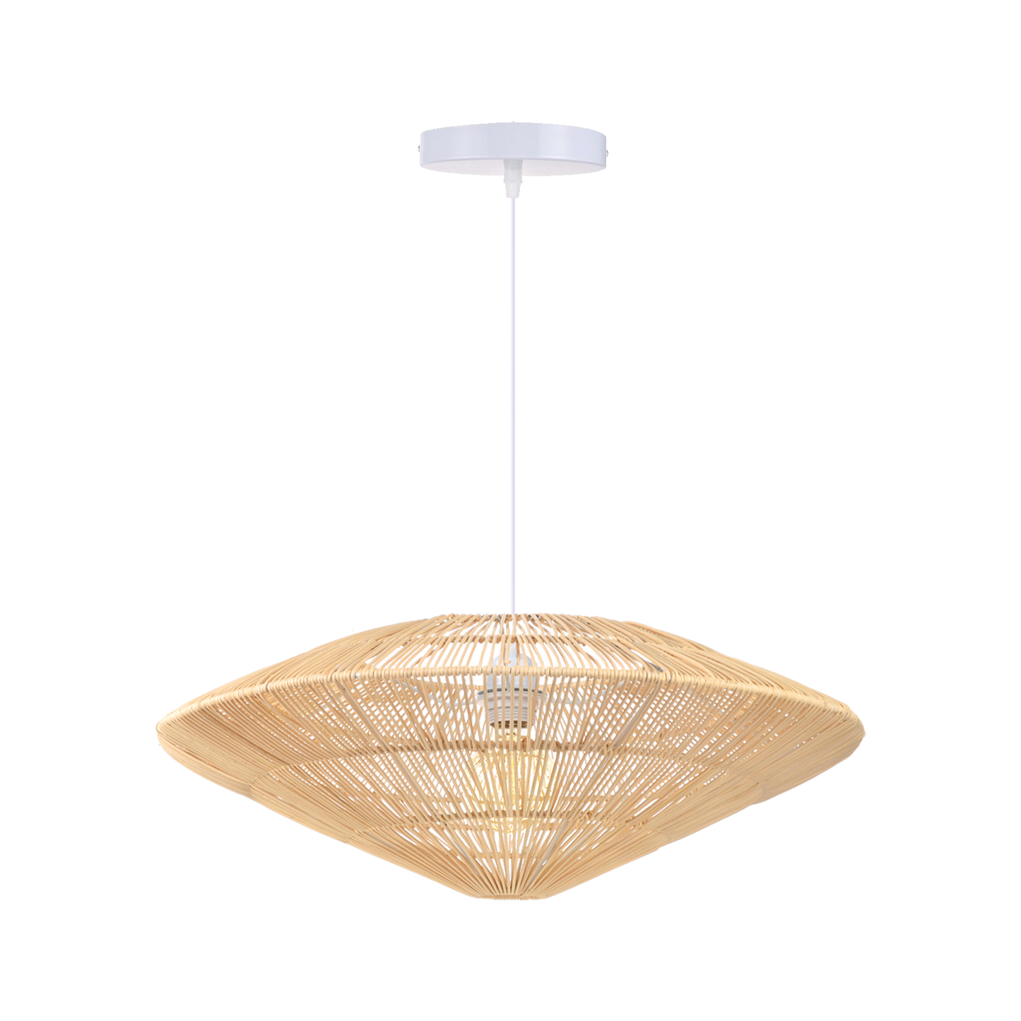 (Q)Handmade Rattan Woven Pendant Light, Modern Minimalist Style Rattan Woven Pendant Light, Suitable for Living Room, Kitchen, Island, Dining Room