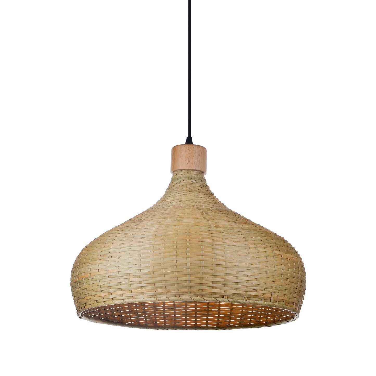 (Q)Handmade Bamboo Pendant Light, Modern Minimalist Style Bamboo Cage Pendant Light, Suitable for Living Rooms, Study Rooms, Dining Rooms