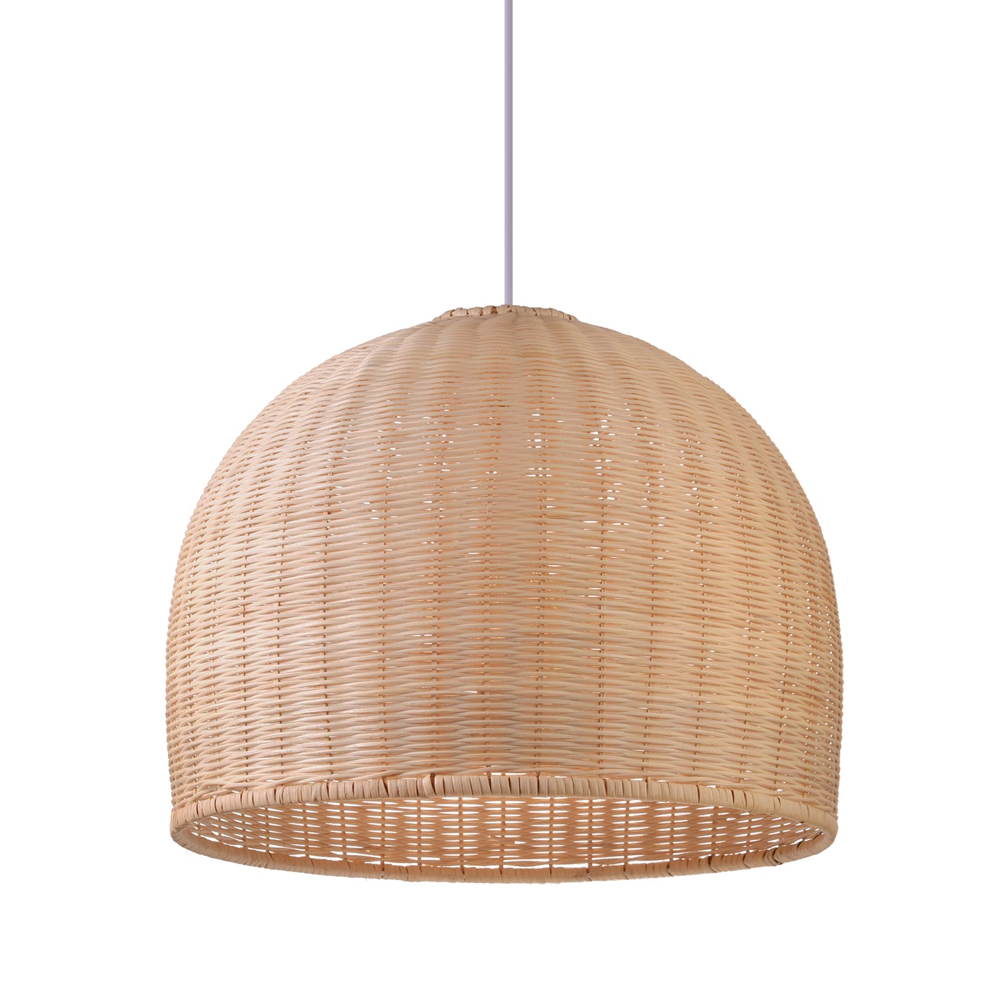 (Q)18 Inch Handmade Pendant Light, Bohemian Style Dome Shaped Lampshade Rattan Pendant Light, Suitable for Dining Rooms, Bedrooms, Living Rooms