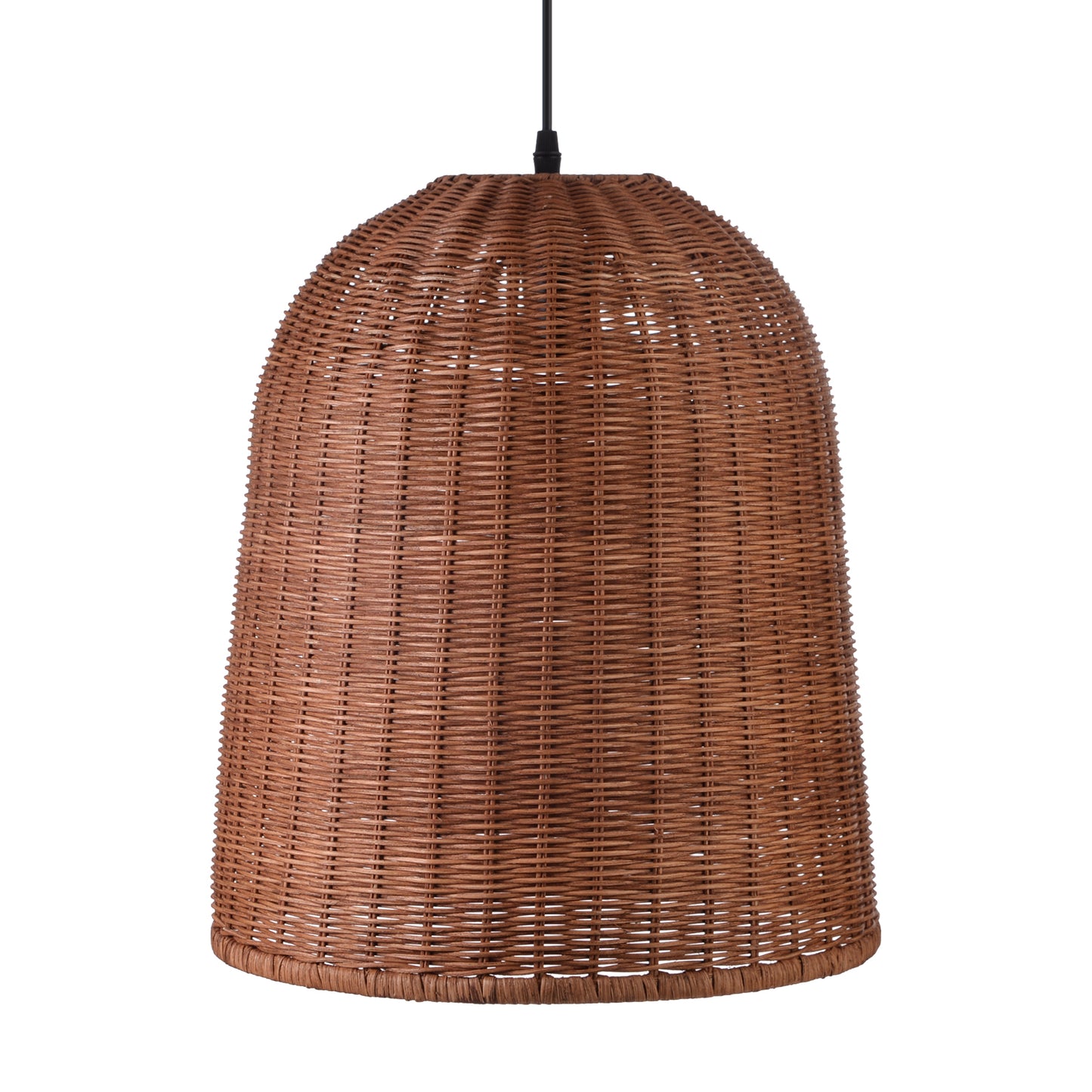 (Q)Hand Woven Brown Rattan Pendant Light, Vintage Style Rattan Basket Rattan Woven Pendant Light, Suitable For Dining And Living Rooms