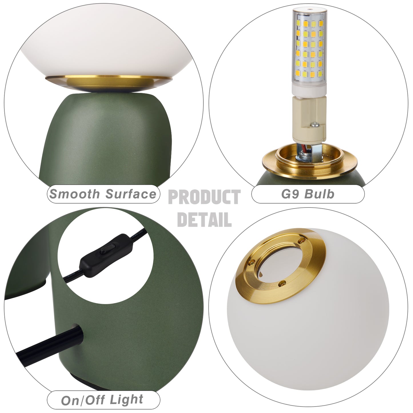 (M) Horse Green Table Lamps G9 for Bedroom Bedside Desk Lamp