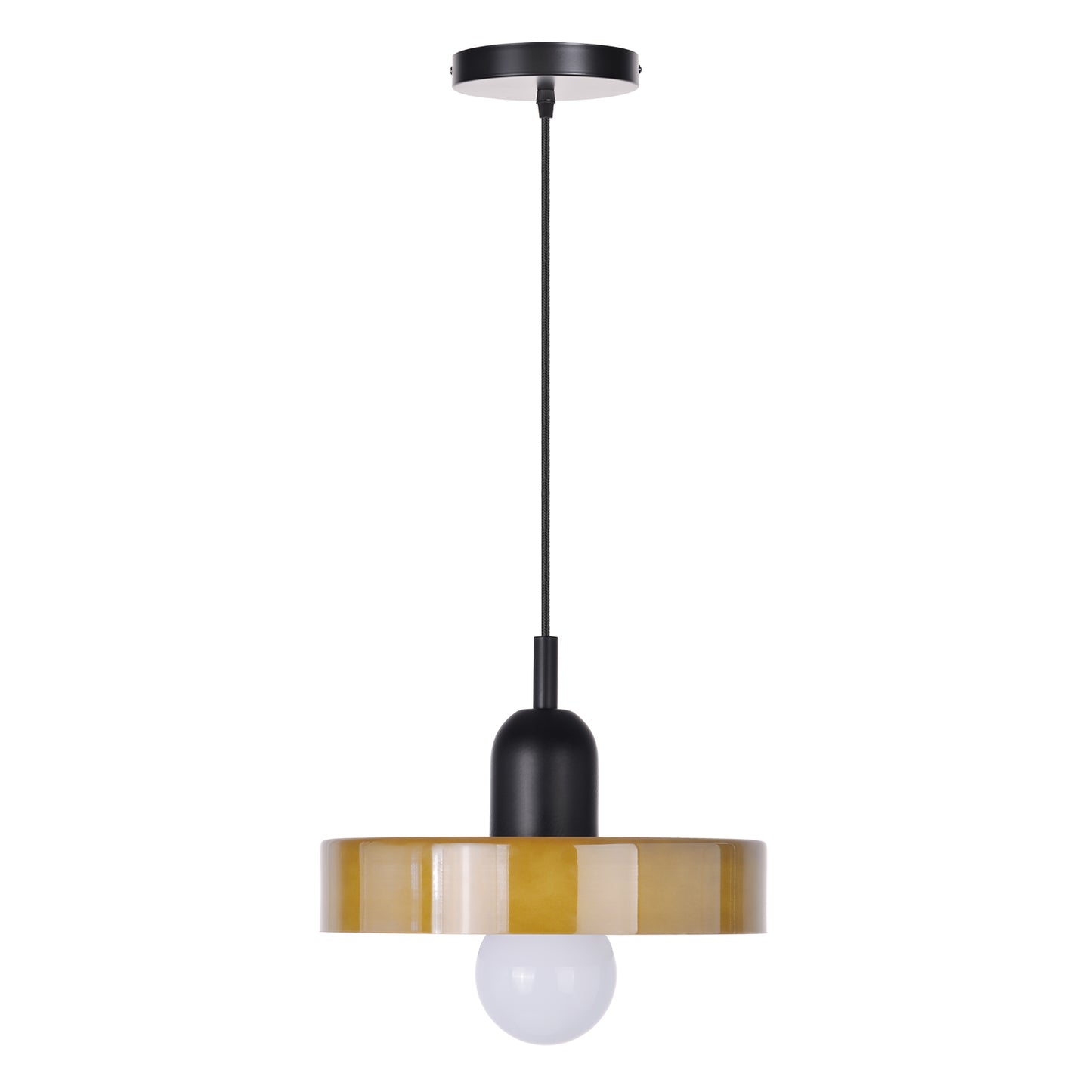 (M)1-Light Glass Pendant Light Fixture Modern Black/Dark Green Small Lamps for Living Room/Kitchen