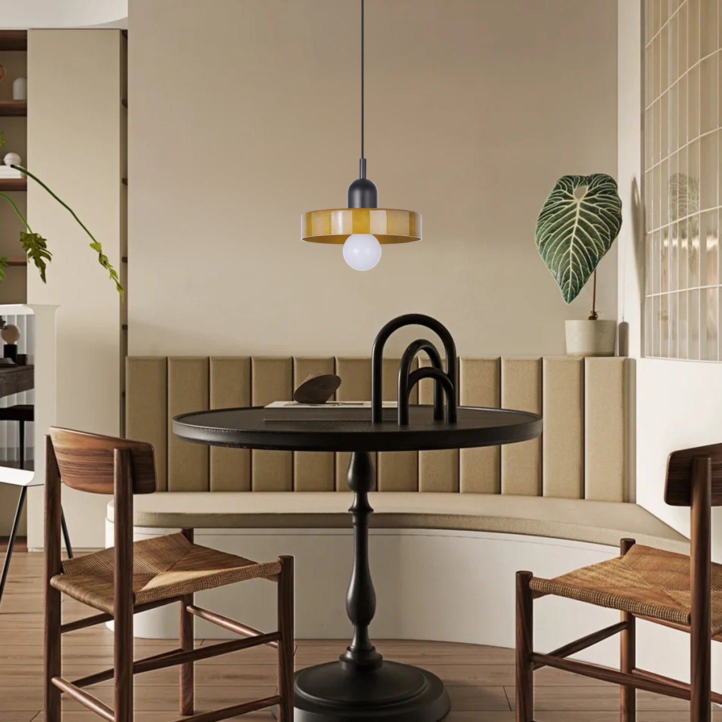 (M)1-Light Glass Pendant Light Fixture Modern Black/Dark Green Small Lamps for Living Room/Kitchen