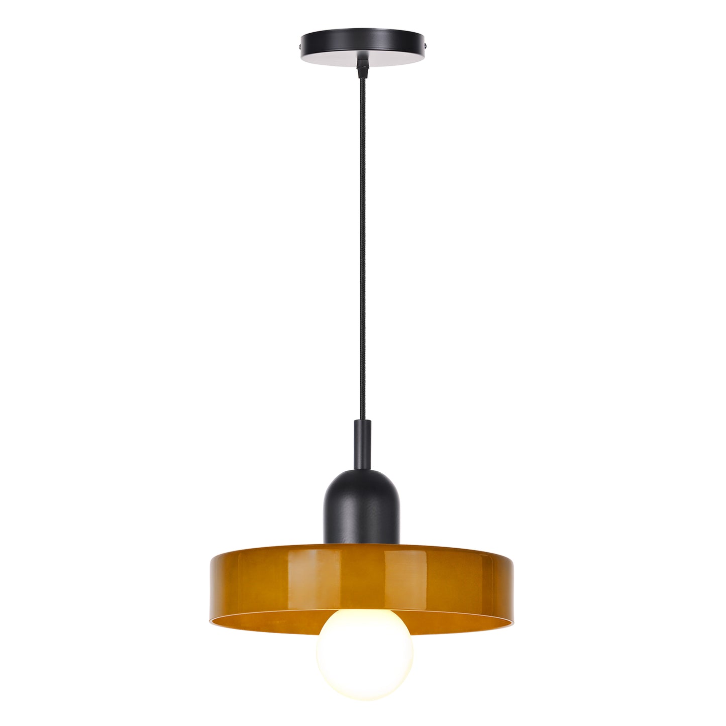 (M)1-Light Glass Pendant Light Fixture Modern Black/Dark Green Small Lamps for Living Room/Kitchen