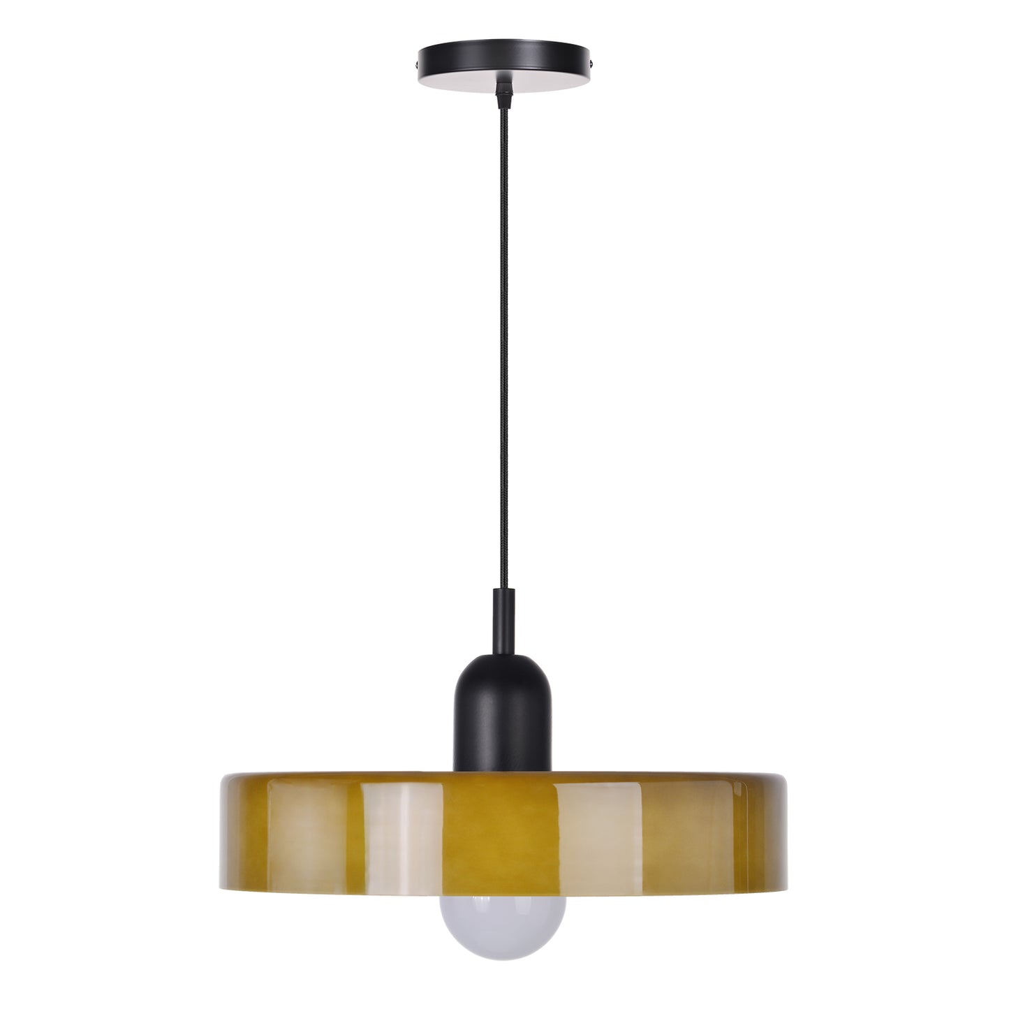 (M)1-Light Glass Pendant Light Fixture Modern Black/Dark Green Small Lamps for Living Room/Kitchen