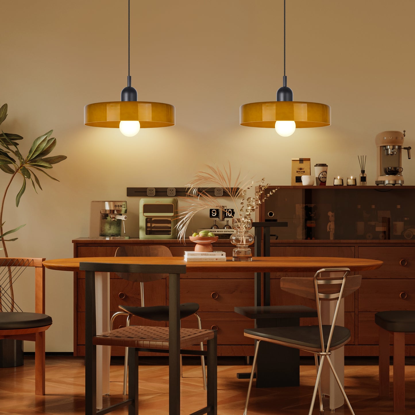 (M)1-Light Glass Pendant Light Fixture Modern Black/Dark Green Small Lamps for Living Room/Kitchen