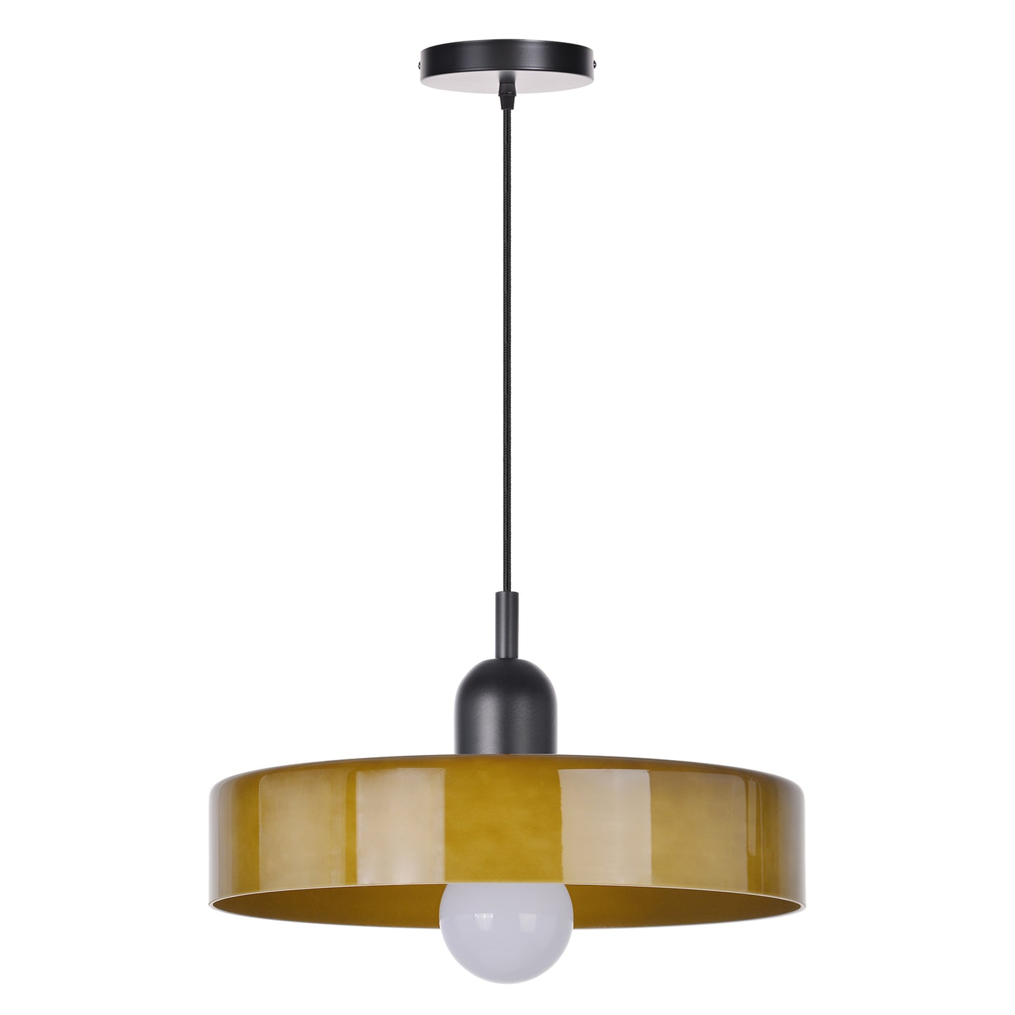 (M)1-Light Glass Pendant Light Fixture Modern Black/Dark Green Small Lamps for Living Room/Kitchen