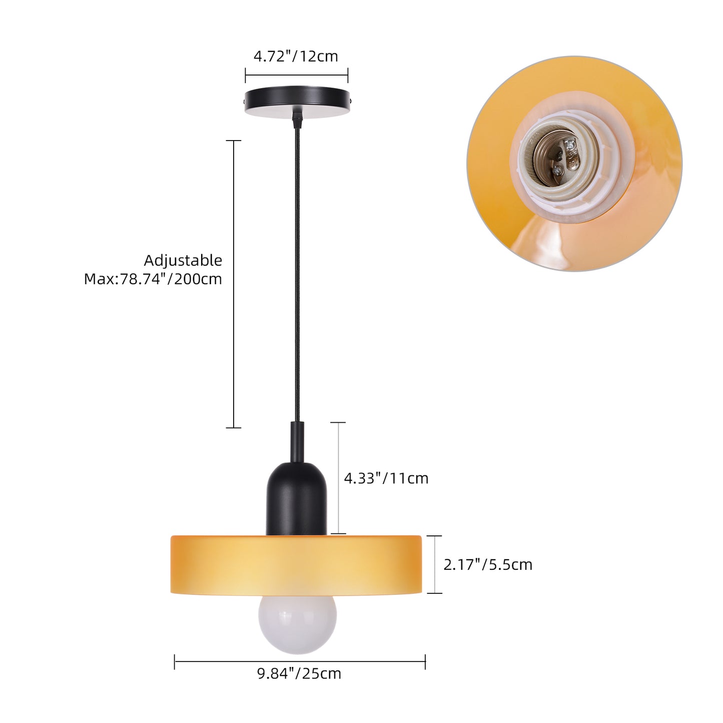 (M)1-Light Glass Pendant Light Fixture Modern Black/Orange Small Lamps for Living Room/Kitchen