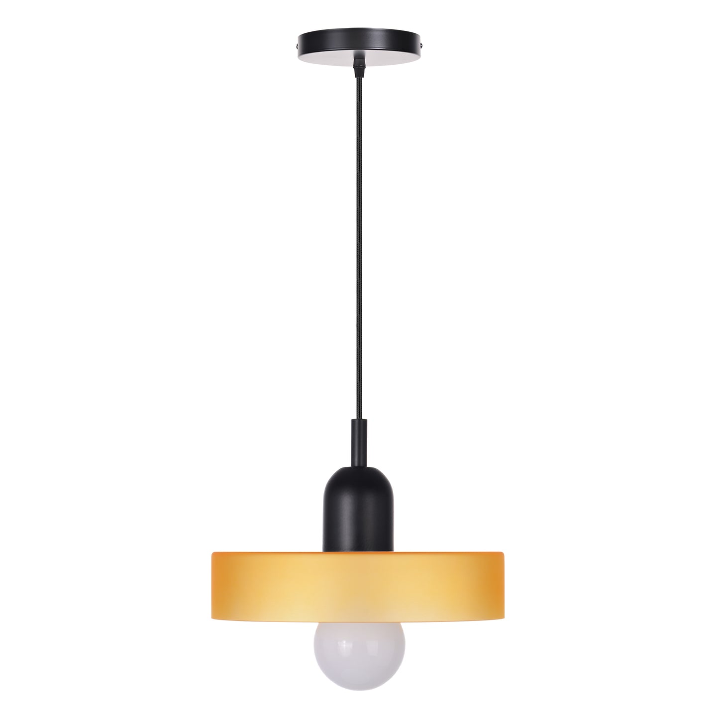 (M)1-Light Glass Pendant Light Fixture Modern Black/Orange Small Lamps for Living Room/Kitchen
