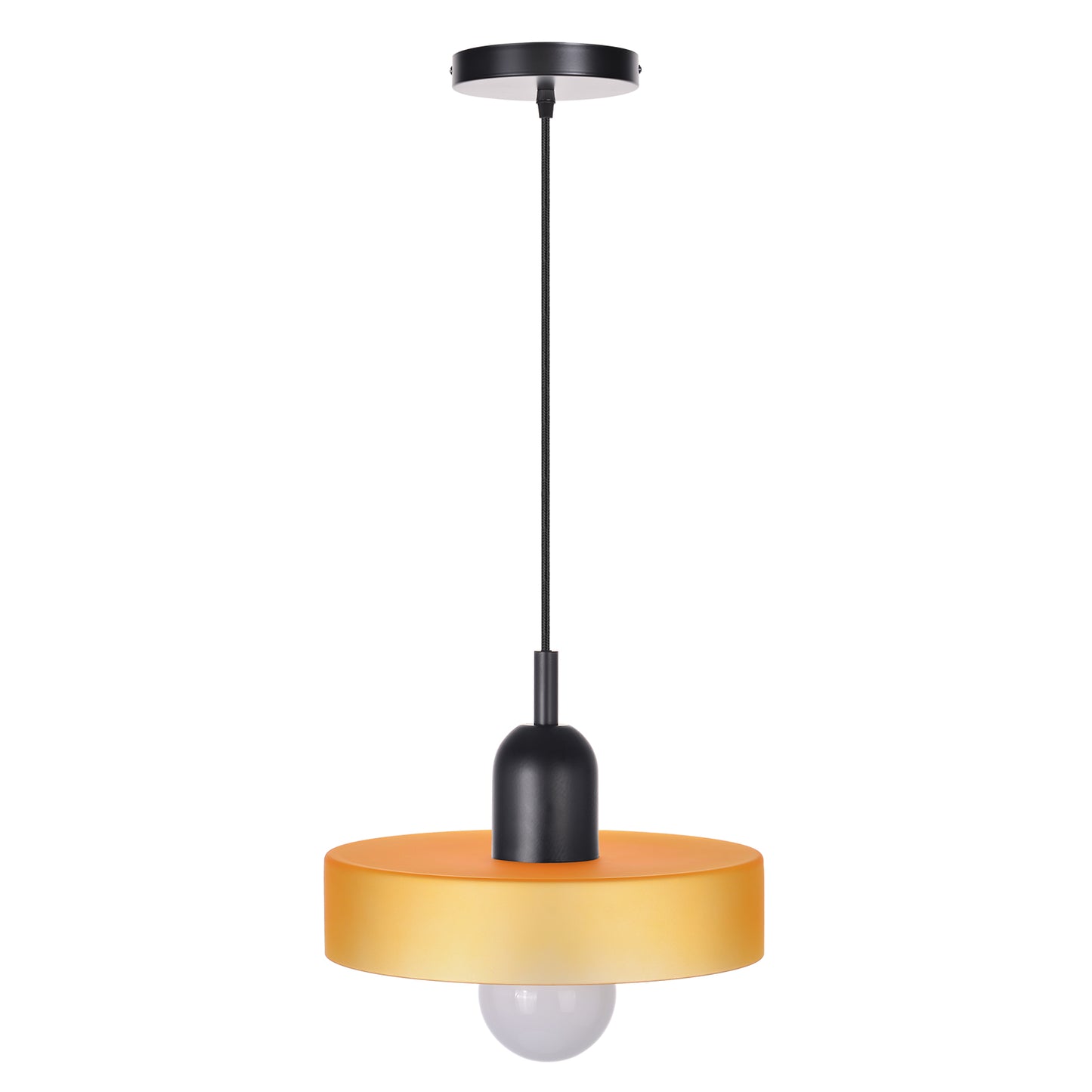 (M)1-Light Glass Pendant Light Fixture Modern Black/Orange Small Lamps for Living Room/Kitchen