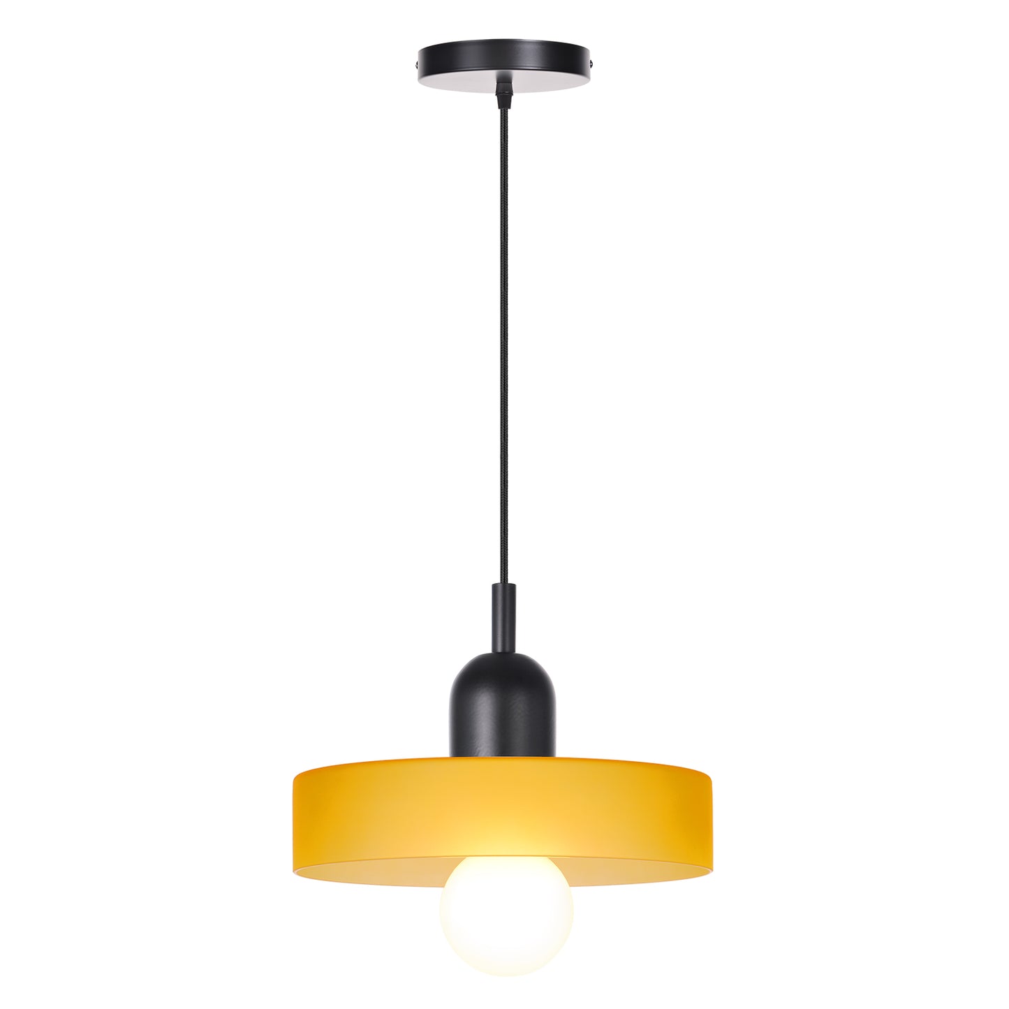 (M)1-Light Glass Pendant Light Fixture Modern Black/Orange Small Lamps for Living Room/Kitchen