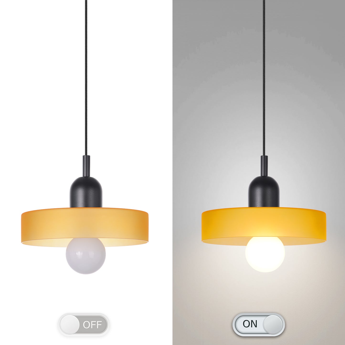 (M)1-Light Glass Pendant Light Fixture Modern Black/Orange Small Lamps for Living Room/Kitchen