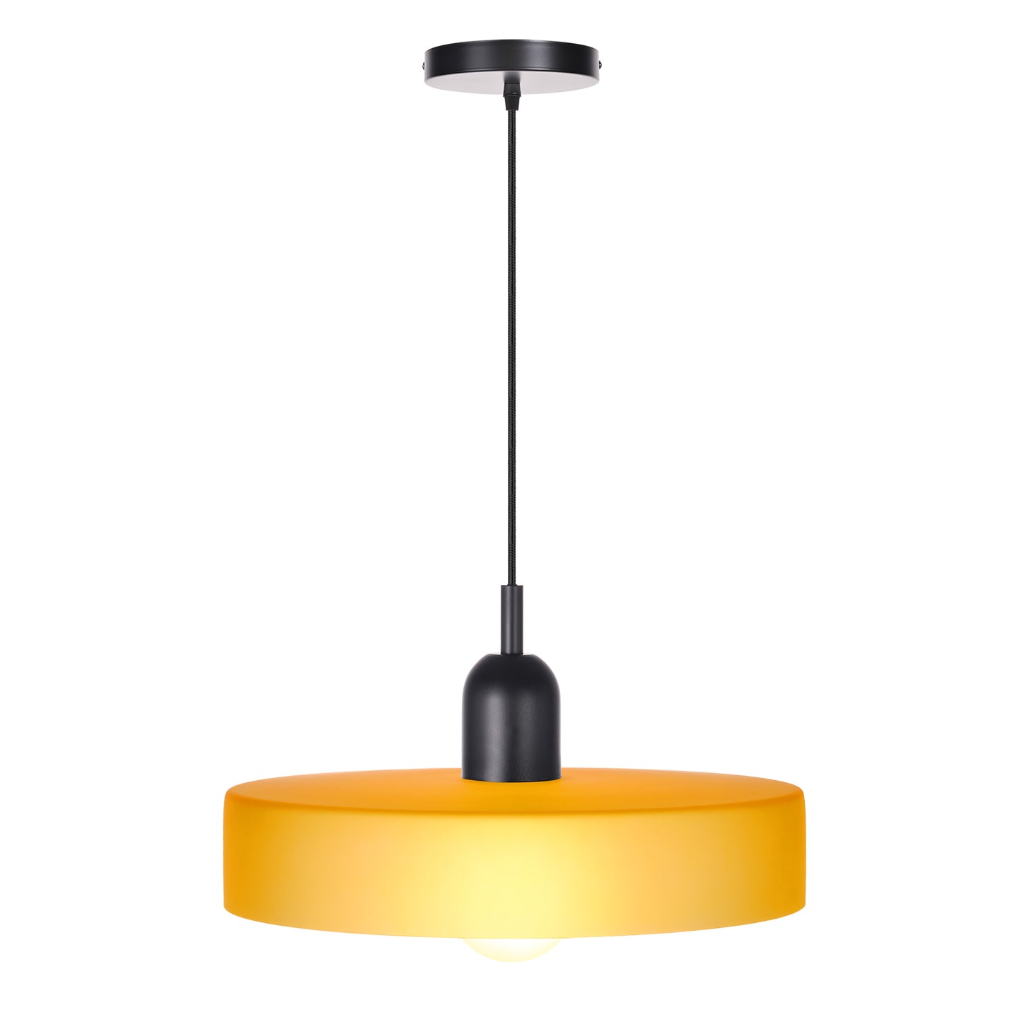 (M)1-Light Glass Pendant Light Fixture Modern Black/Orange Small Lamps for Living Room/Kitchen