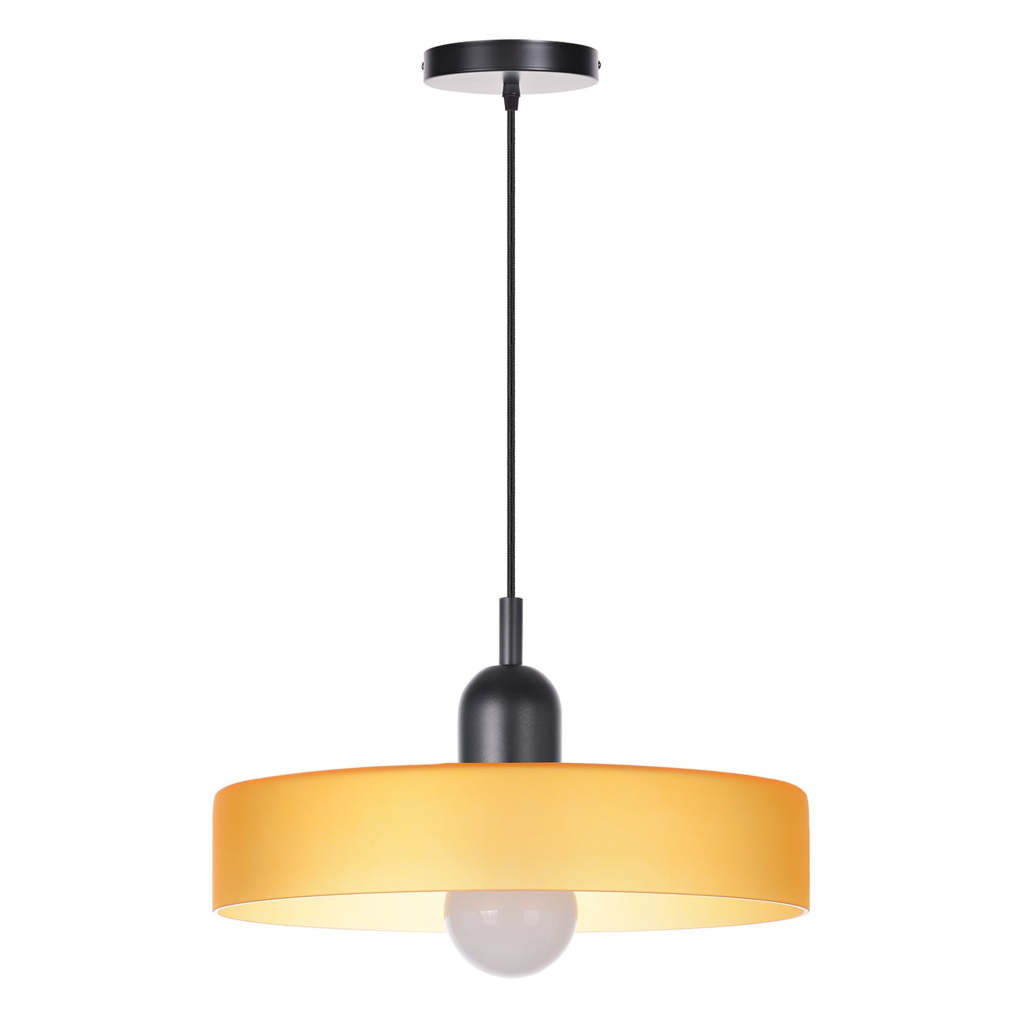 (M)1-Light Glass Pendant Light Fixture Modern Black/Orange Small Lamps for Living Room/Kitchen