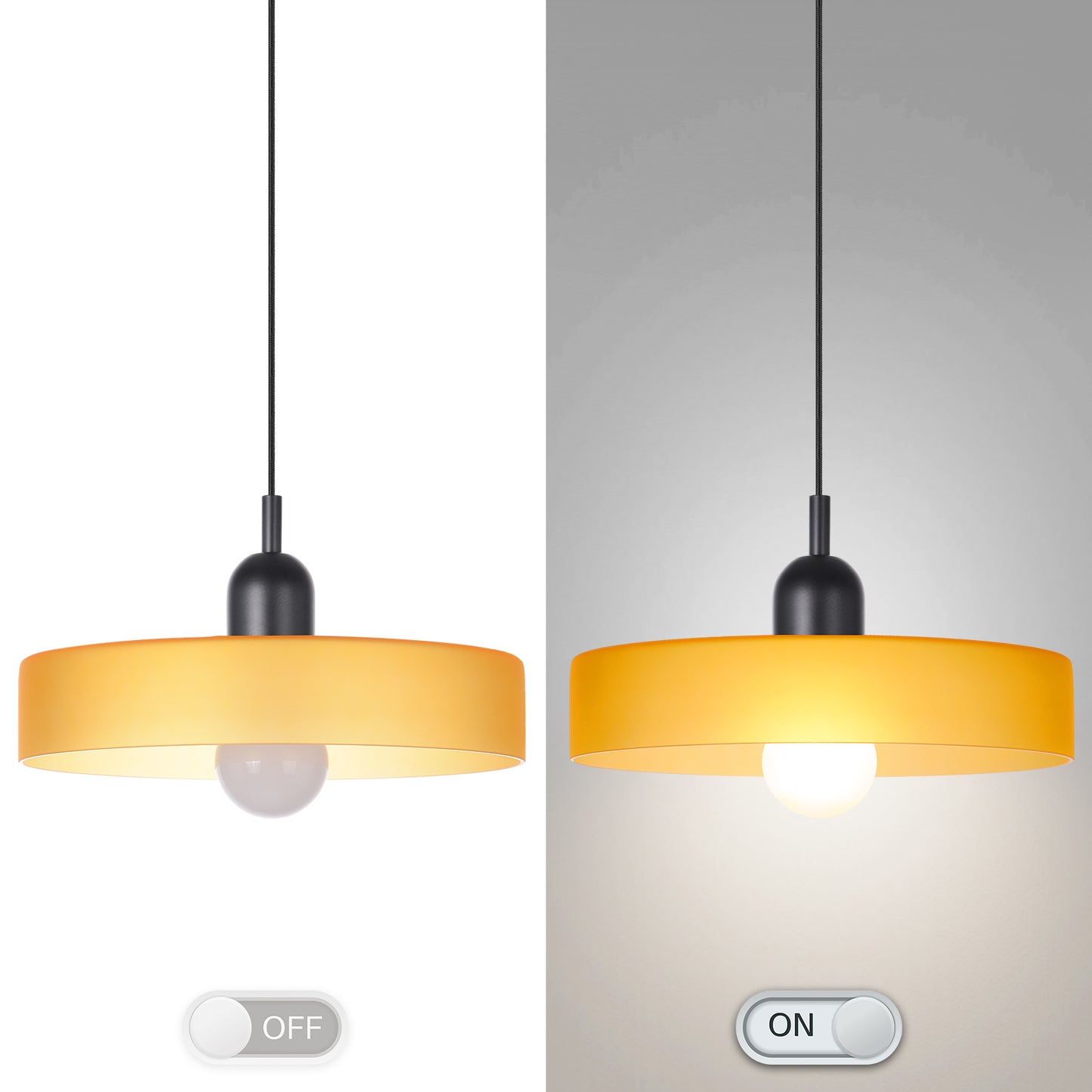 (M)1-Light Glass Pendant Light Fixture Modern Black/Orange Small Lamps for Living Room/Kitchen