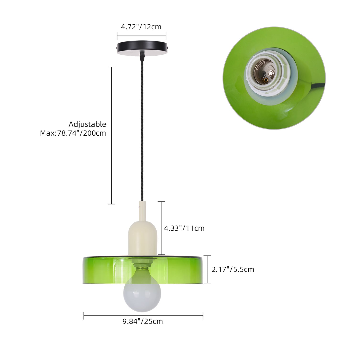 (M)1-Light Glass Pendant Light Fixture Modern White Green Small Lamps for Living Room/Kitchen