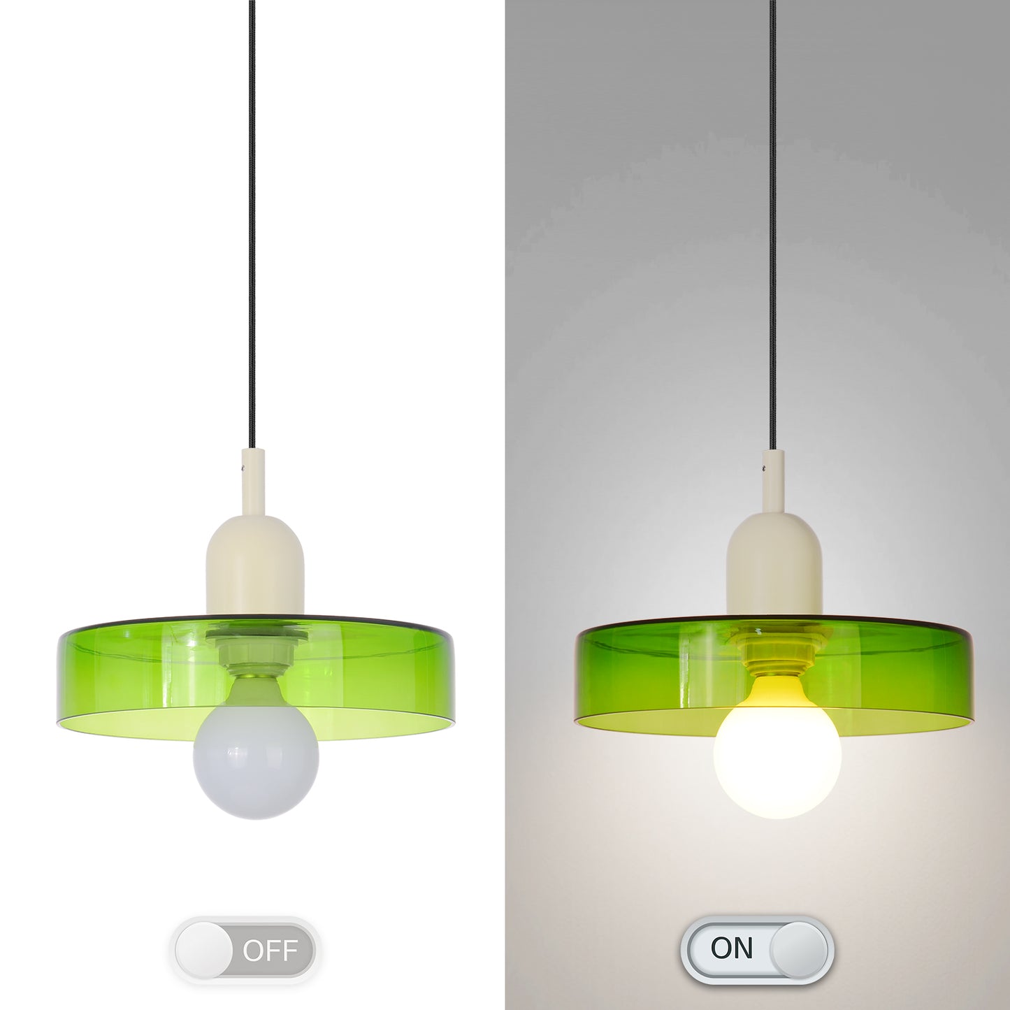 (M)1-Light Glass Pendant Light Fixture Modern White Green Small Lamps for Living Room/Kitchen