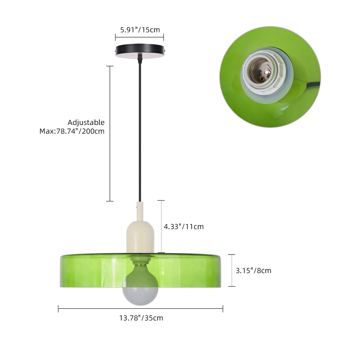 (M)1-Light Glass Pendant Light Fixture Modern White Green Small Lamps for Living Room/Kitchen