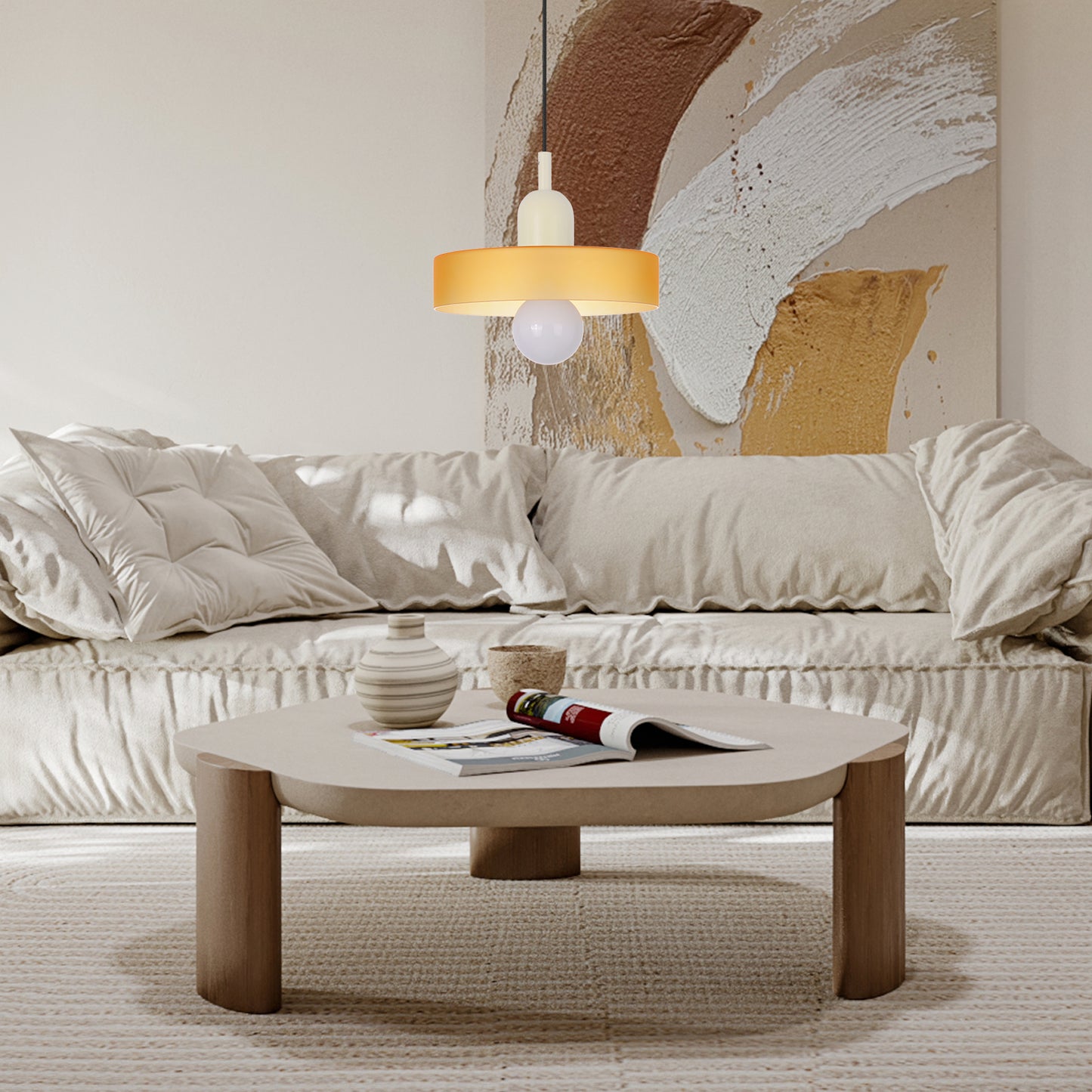 (M)1-Light Glass Pendant Light Fixture Modern White/Orange Small Lamps for Living Room/Kitchen