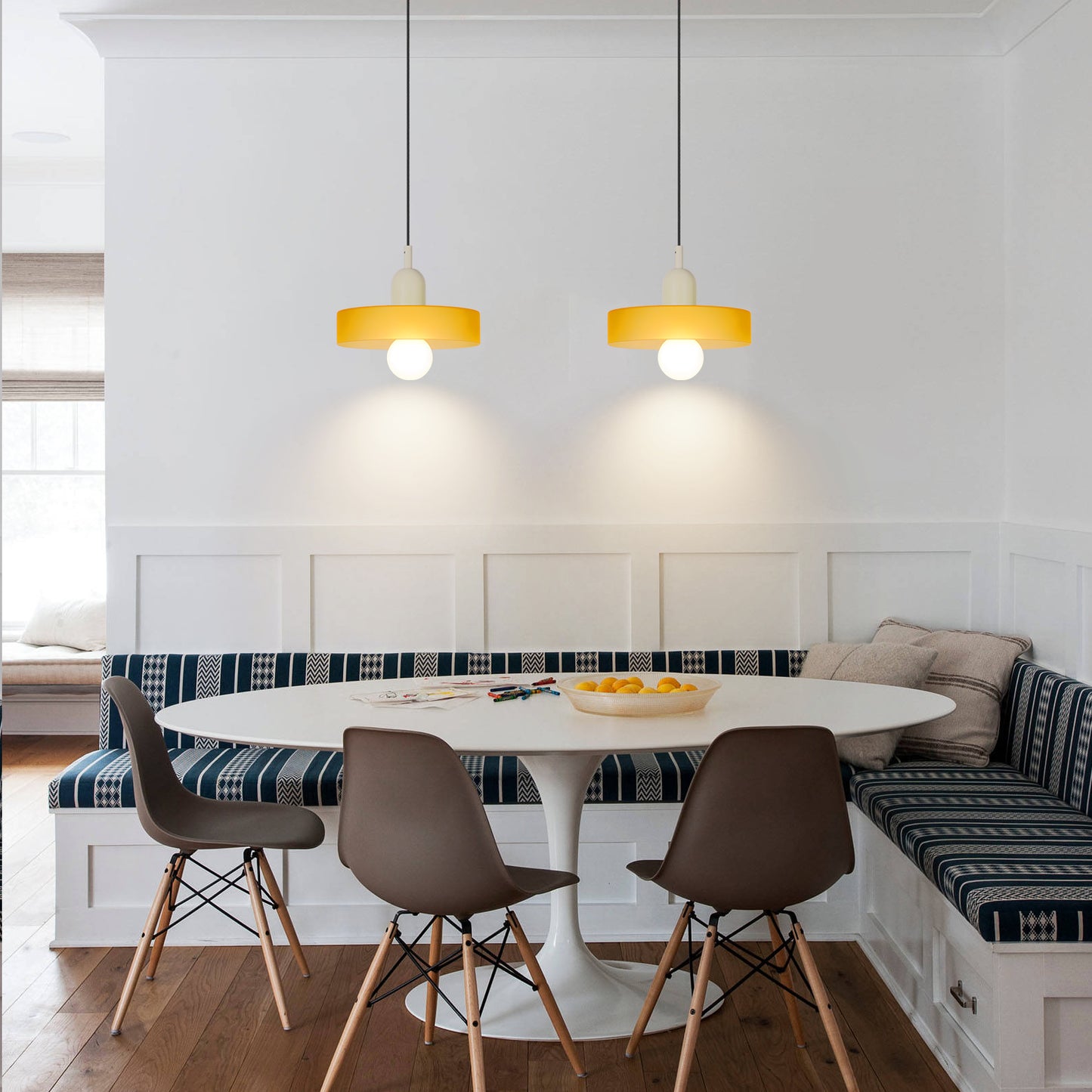 (M)1-Light Glass Pendant Light Fixture Modern White/Orange Small Lamps for Living Room/Kitchen