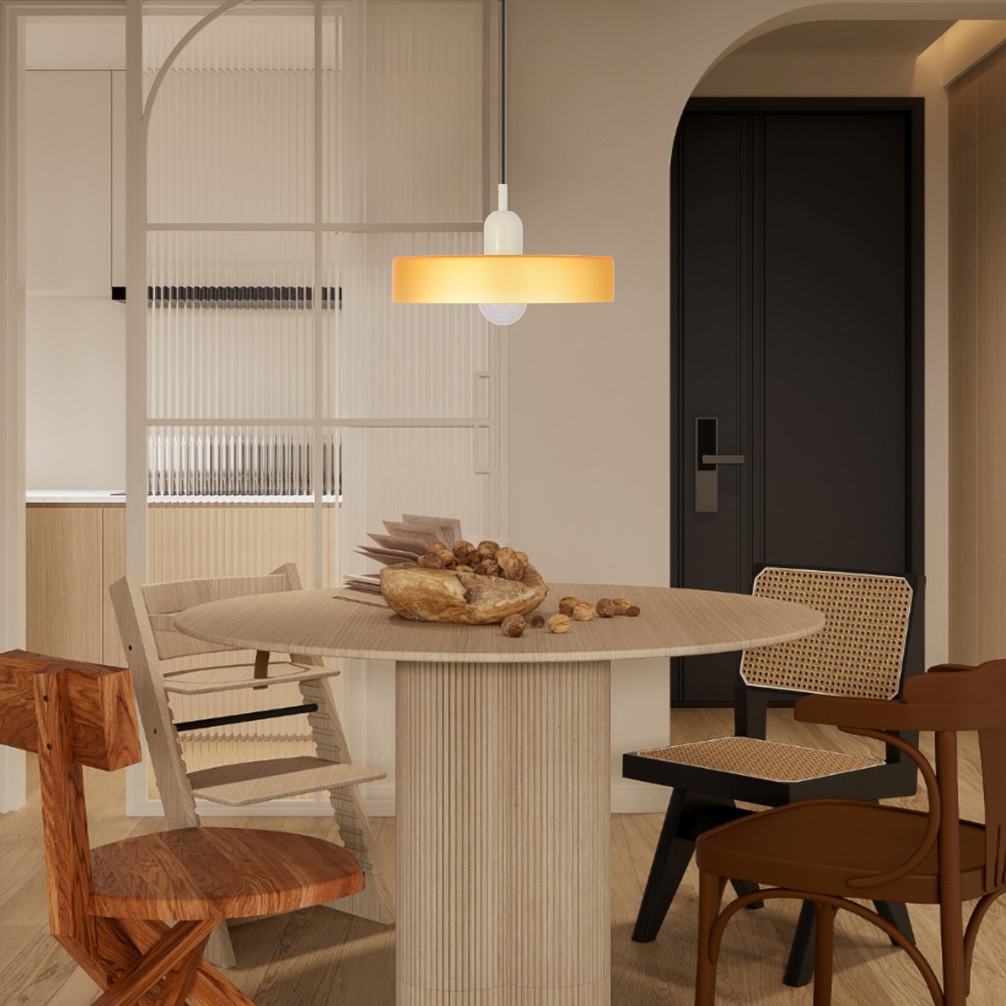 (M)1-Light Glass Pendant Light Fixture Modern White/Orange Small Lamps for Living Room/Kitchen