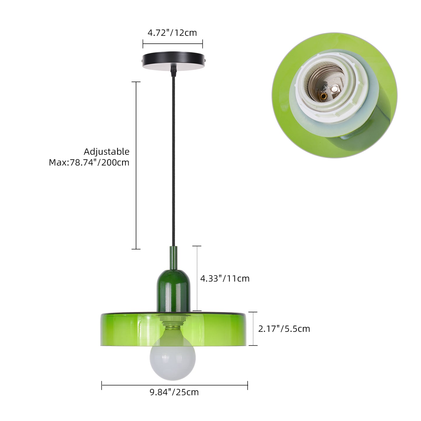 (M)1-Light Glass Pendant Light Fixture Modern Green/Light Green Small Lamps for Living Room/Kitchen