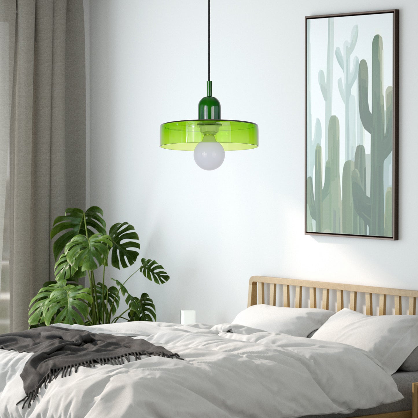 (M)1-Light Glass Pendant Light Fixture Modern Green/Light Green Small Lamps for Living Room/Kitchen